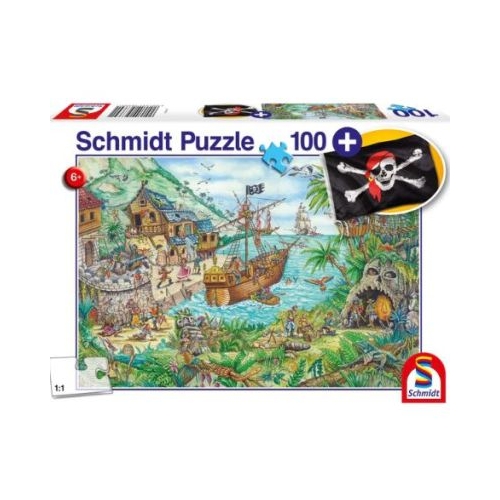 Puzzle 100 piese Insula piratilor  Cadou steag pirat Schmidt