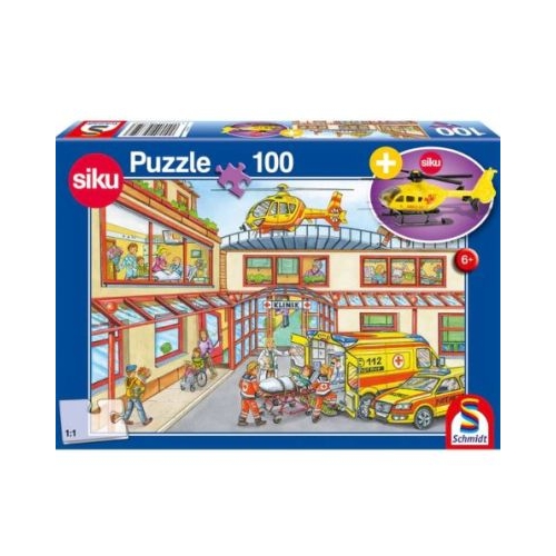 Puzzle 100 piese Elicopter de salvare  Cadou macheta Siku Schmidt