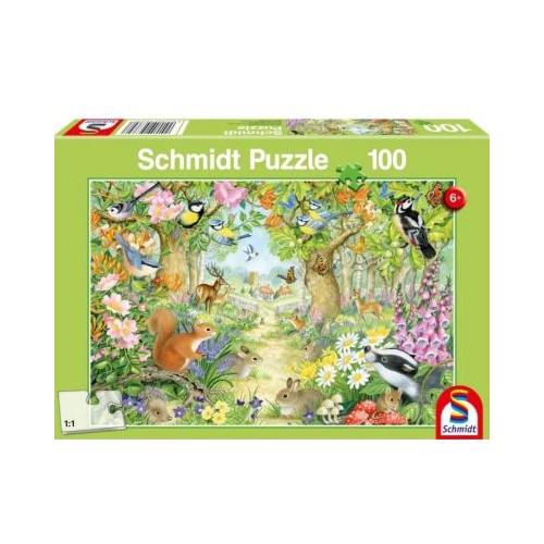 Puzzle 100 piese Animale in padure Schmidt
