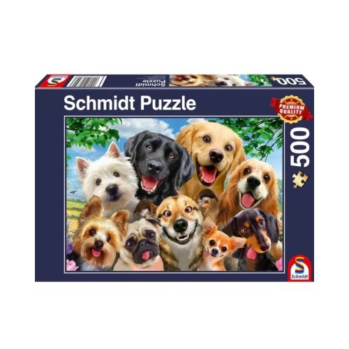 Puzzle 500 piese Selfie-uri cu caini, Schmidt