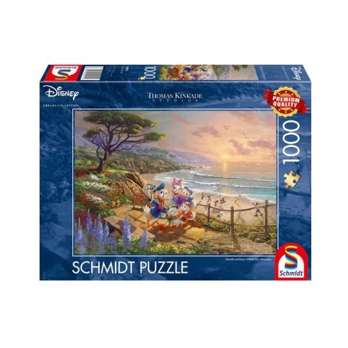 Puzzle 1000 piese Thomas Kinkade - Disney - Donald si Daisy pe plaja Schmidt