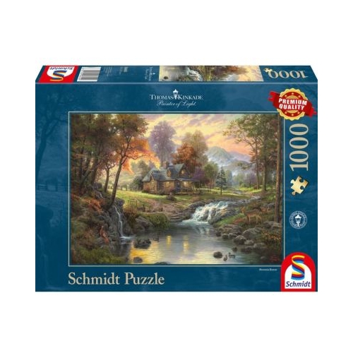 Puzzle 1000 piese Thomas Kinkade - Cabana la munte Schmidt