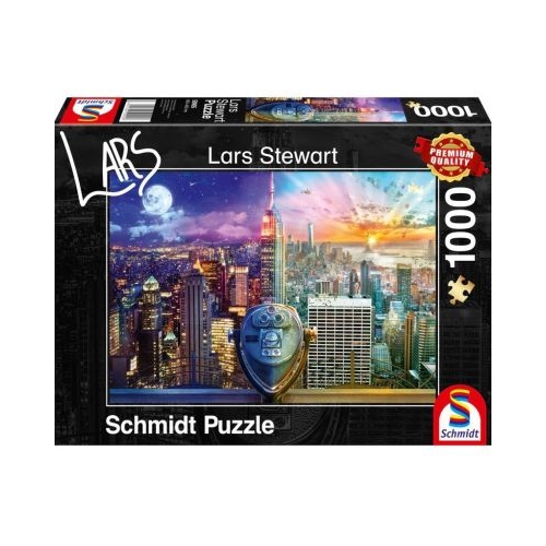 Puzzle 1000 piese Lars Stewart - Night and Day New York Schimdt