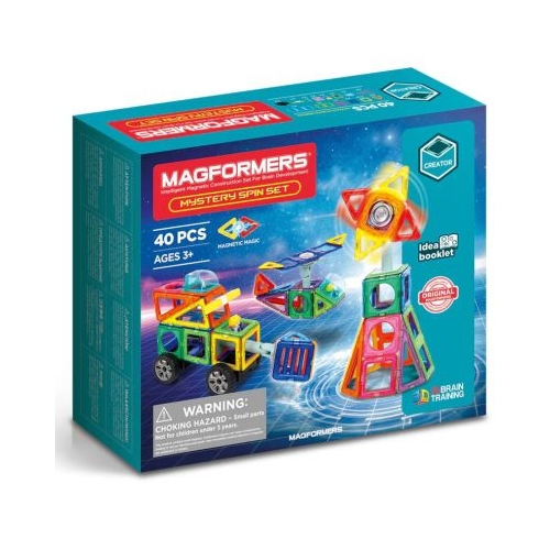 Joc magnetic de constructie set cu element rotativ 40 piese Magformers Mystery Spin