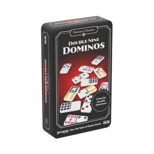 Premium Classics - Double Nine Dominoes Joc Domino Extins 9-9 55 de piese in cutie metalica