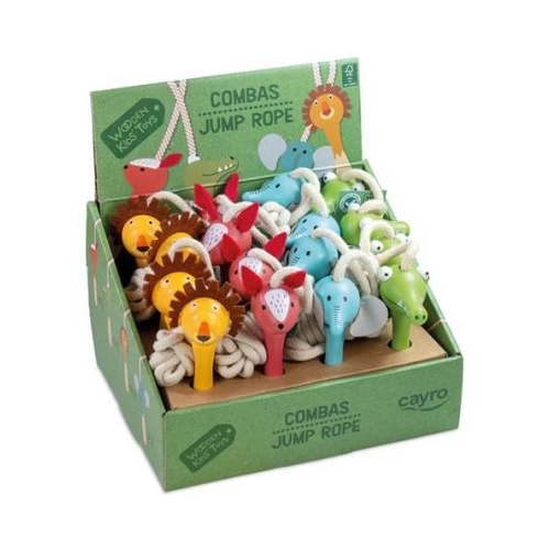 Coarda de sarit Cayro -215 cm manere din lemn cu diverse animale display cu 8 bucati