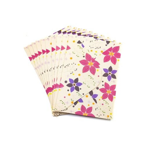 Plic color CNX diverse culori 110x160mm model cu flori set 10 buc