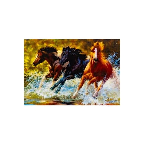 Set creativ - pictura cu diamante 40x50cm CNX Paint by Beads - 3 cai salbatici - cu cifre si litere 8247