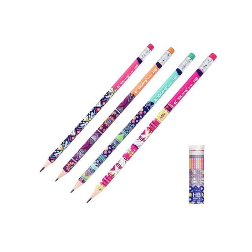 Creion grafit CNX YL15018TZ HB corp triunghiular diverse culori model traditional cu guma de sters