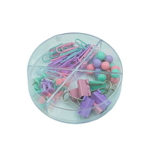 Accesorii set birou Cnx 62 piese culori pastel - agrafe ace gamalie ace tabla clips