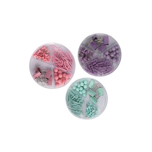 Accesorii set birou Cnx 62 piese diverse culori - agrafe ace gamalie ace tabla clips