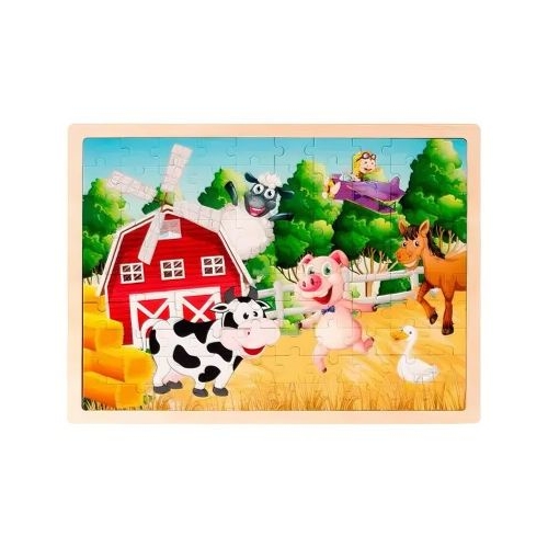 Puzzle lemn - Animale de la ferma 100 piese CNX