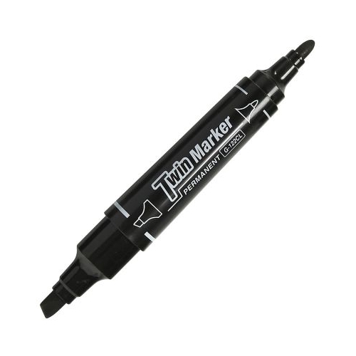 Marker permanent CNX G-122CL varf rotund  varf tesit 2 capete negru