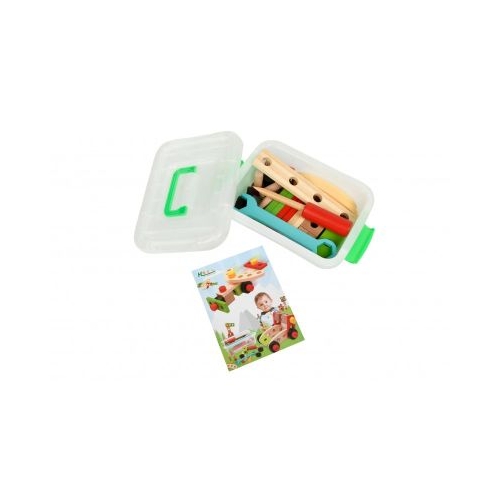 Jucarie educativa lemn trusa sculeaccesoriicaseta PVC cu maner