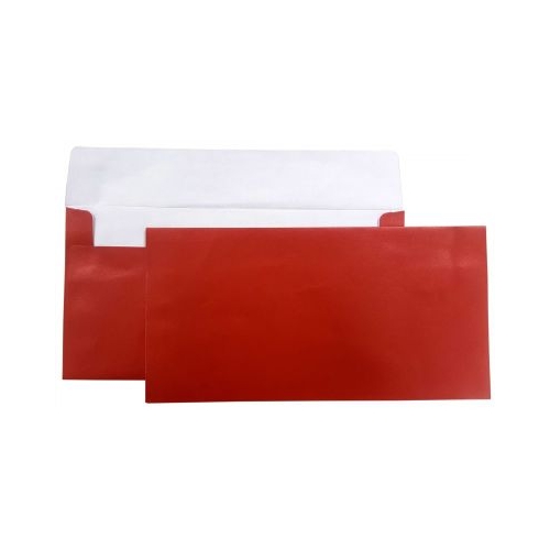 Plic color DL CNX rosu metalizat 120gmp 110x220mm autoadeziv set 10 buc