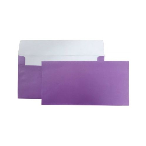 Plic color DL CNX violet metalizat 120gmp 110x220mm autoadeziv set 10 buc