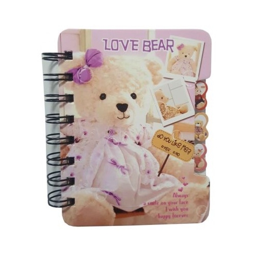 Jurnal A6 CNX Love Bear XQ-014 108 pagini coperta carton cu spira
