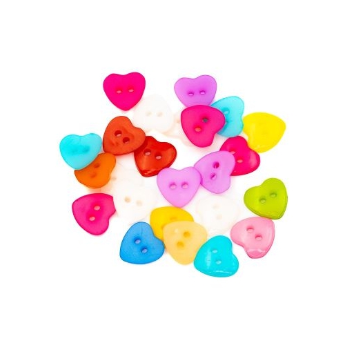 Accesorii creatie - nasturi inimi plastic diverse culori 15mm set 24 buc Colorarte