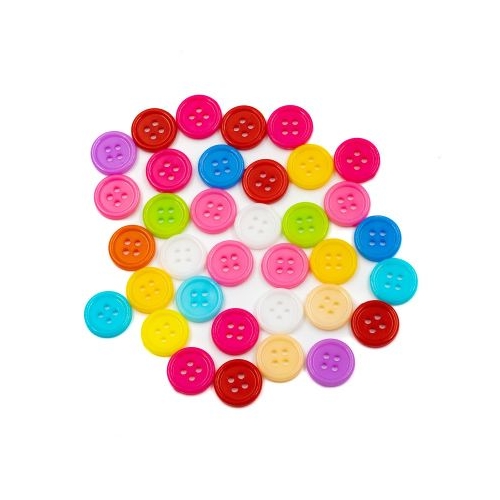 Accesorii creatie - nasturi plastic diverse culori 15mm set 35 buc Colorarte