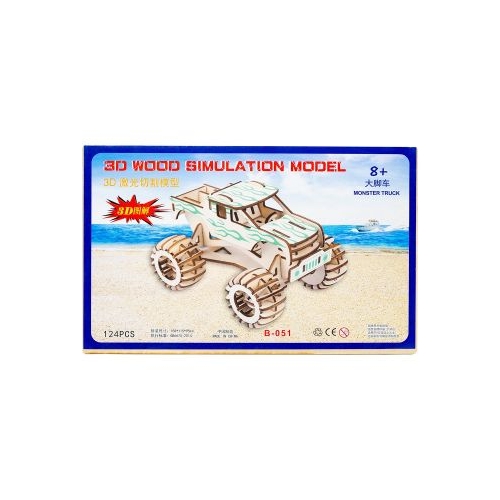 Puzzle lemn 3D - Masina de teren 2 foi 124 piese Colorarte B-051