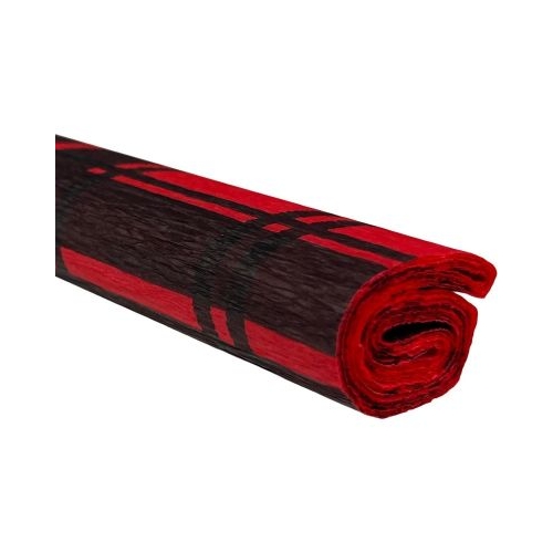 Hartie creponata Colorarte D58 50x200cm rosu cu dungi negre model Scottish set 10 role