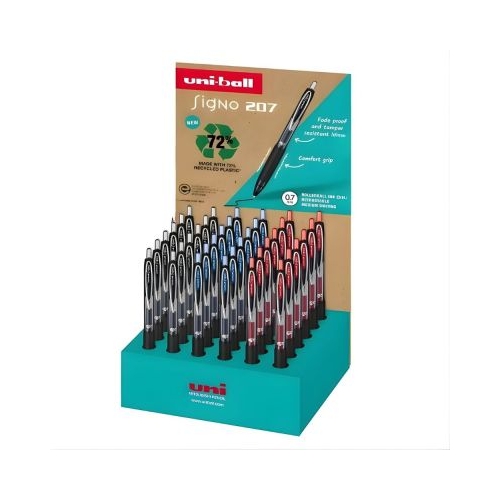 Display 36x Pix cu gel si mecanism UNI UMN-207E reciclabil Signo 0. 7mm 24albastru - 6negru - 6rosu