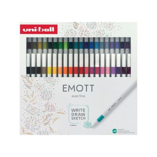 Fineliner UNI EMOTT PEM-SY 0. 4mm set 40 culori cutie cadou cu clapeta si magnet
