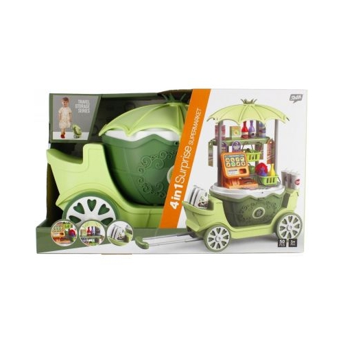 Set de joaca 4 in 1 - supermarket - accesorii diverse incluse cu maner pe roti verde MegaCreative 459945 3 ani