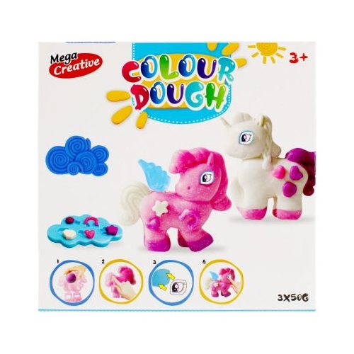 Plastilina Mega Creative Colour Dough 471263 3x50g cu accesorii 3 ani set 3 culori