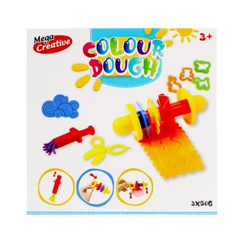 Plastilina Mega Creative Colour Dough 471260 3x50g cu accesorii 3 ani set 3 culori