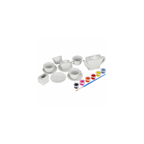 Set de ceai - pentru pictat - ceramica 15 piese acurele si pensula incluse MegaCreative 501294 3 ani
