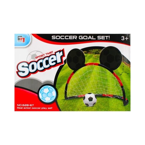 Set Fotbal - Mickey Mouse include 1x poarta plasa pompa minge rosu-negru 3 ani MegaCreative 450342