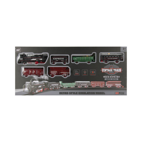Jucarie locomotiva  4 vagoane Vintage Train 49x22x5cm 23 piese MegaCreative 549698