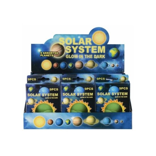 Jucarie set forme planete fosforescente MegaCreative 571410 3-10cm set 9 buc pvc 3 ani