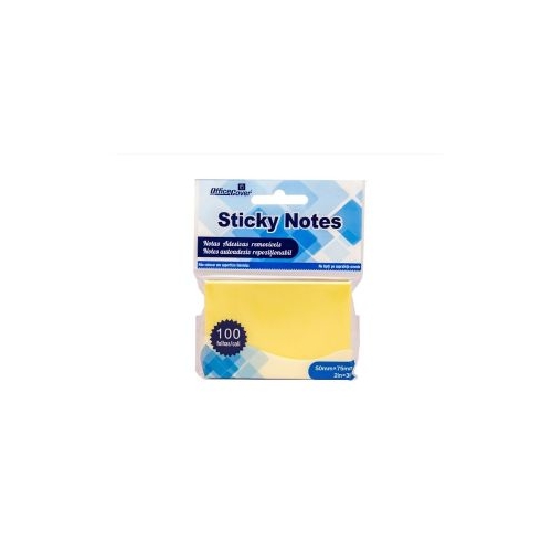 Notes adeziv Office Cover A02 100 coli 50x75mm galben pastel blister