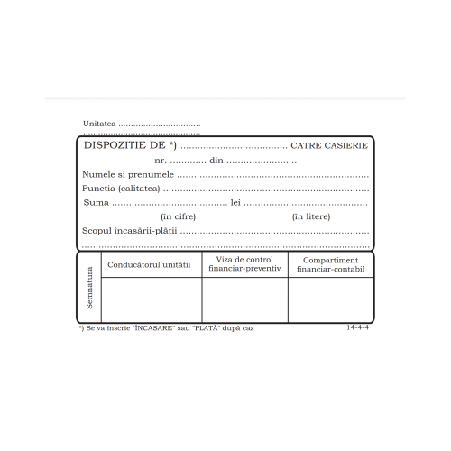 Tipizat - dispozitie casierie - A6 simplu fataverso 100 file