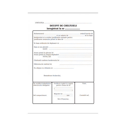 Tipizat - decont cheltuieli - A5 fataverso 100 file