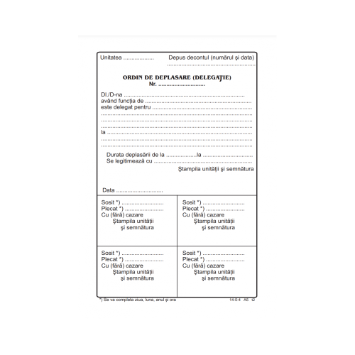 Tipizat - ordin deplasare - A5 portret simplu 100 file