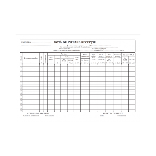 Tipizat - NIR cu TVA - A4 landscape simplu 100 file
