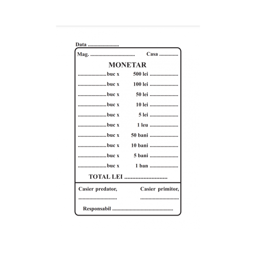Tipizat - monetar - A6 simplu 100 file