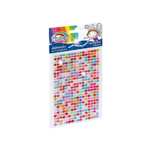 Accesorii creatie - diamante plastic diverse culori 4mm autoadezive blister 400 buc Fiorello GR-DS041  170-2396