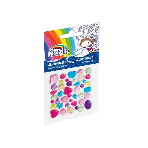 Accesorii creatie - pietre pretioase plastic diverse culori 3-15mm autoadezive blister 42 buc Fiorello GR-DS137  170-2468