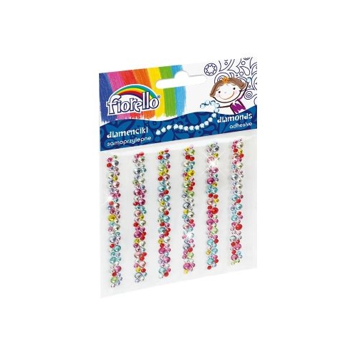 Accesorii creatie - diamante sirag plastic diverse culori 9cm autoadezive flori blister 6 buc Fiorello GR-DS08  170-2404