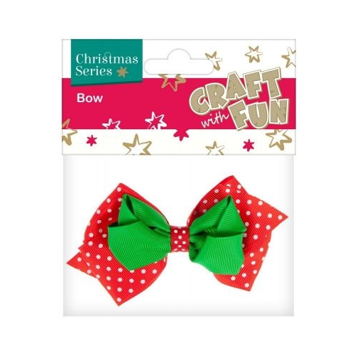 Accesorii craft - fundita cu buline textil rosu verde Craft with Fun 383971