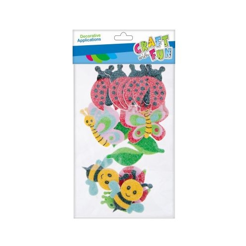 Forme decorative - hartie gumata autoadeziva - insecte diverse culori cu sclipici set 14 buc Craft with Fun 463733