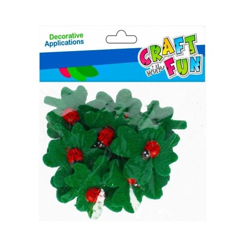 Accesorii creatie - trifoi cu buburuze fetru autoadeziv set 12 buc Craft with Fun 501385