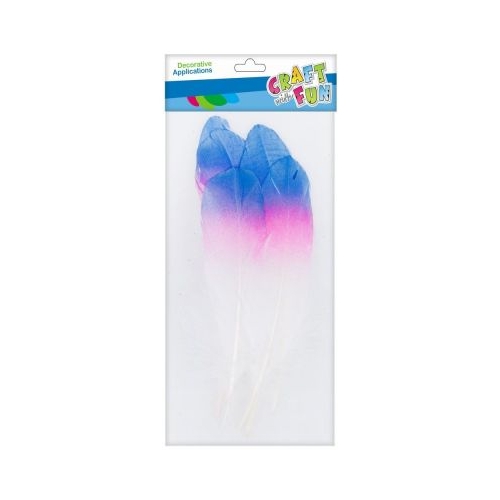 Accesorii creatie - pene alb albastru roz 13-17cm set 6 buc Craft with Fun 463653