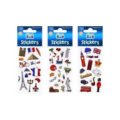 Abtibilduri - calatorii Italia Anglia Franta set 13-15 buc Sticker Boo 489559