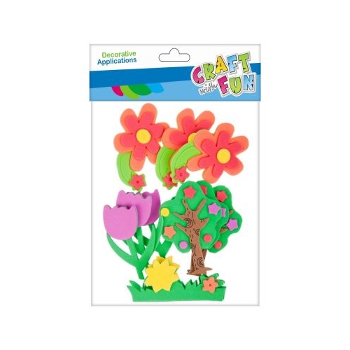 Forme decorative - hartie gumata autoadeziva - flori copaci diverse culori set 12 buc Craft with Fun 463742