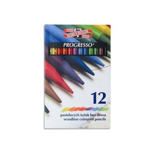 Creioane colorate fara lemn Koh-i-noor Progresso K8756-12 12 culori cutie carton